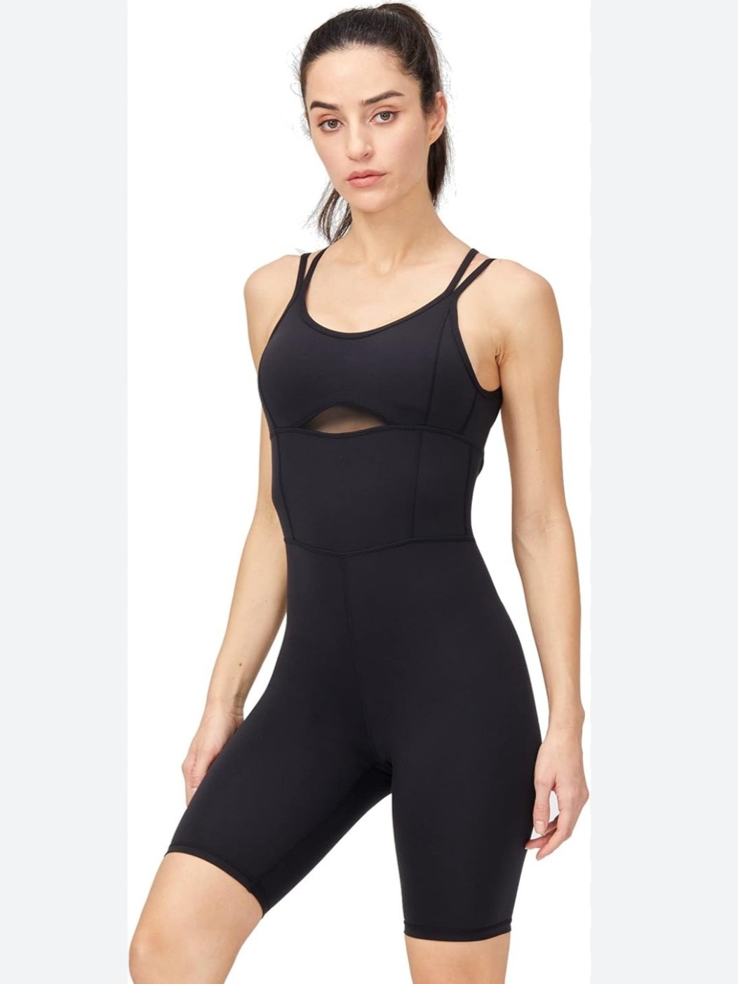 Ongasoft Black Sculpting Active Romper With Double Straps